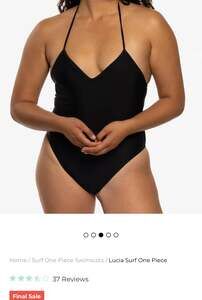 JOLYN Lucia Black Halter Neck One Piece Swimsuit UPF 50+ Size S NWT